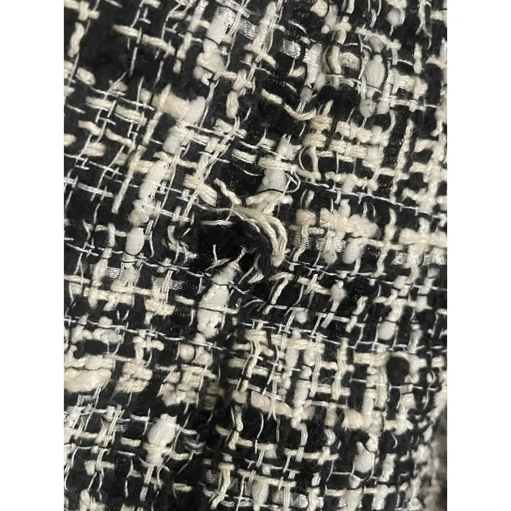 L’Agence Kenzie Tweed Blazer Black Cream Double Breasted Jacket Size 6